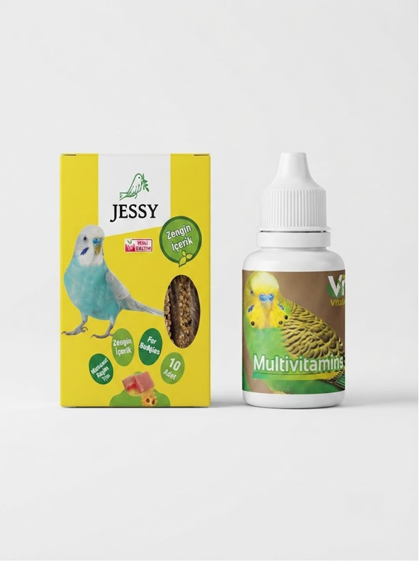 Kafes Kuşları İçin Multivitamin 50 cc Ve Jessy Ballı Kraker 10 lu